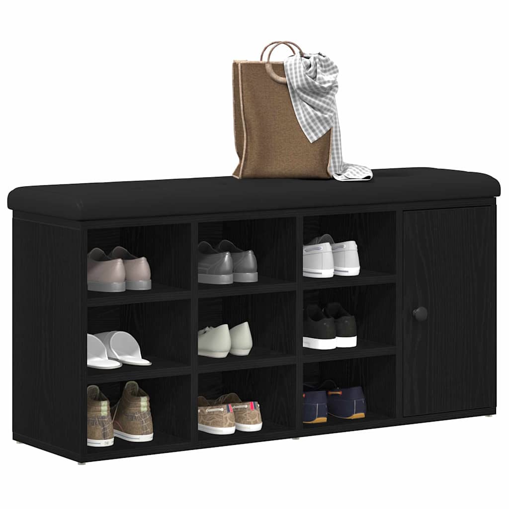 vidaXL Storage Bench Black Oak 102 x 32 x 50 cm Engineered Wood