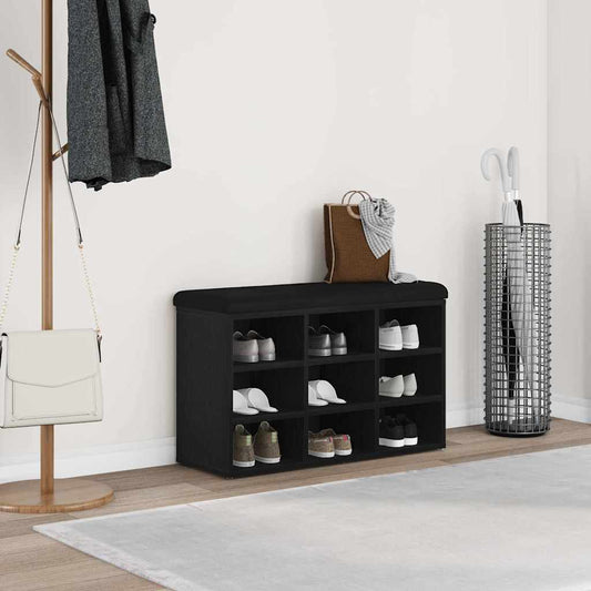 vidaXL Shoe Bench Black 82 x 32 x 50 cm Engineered Wood