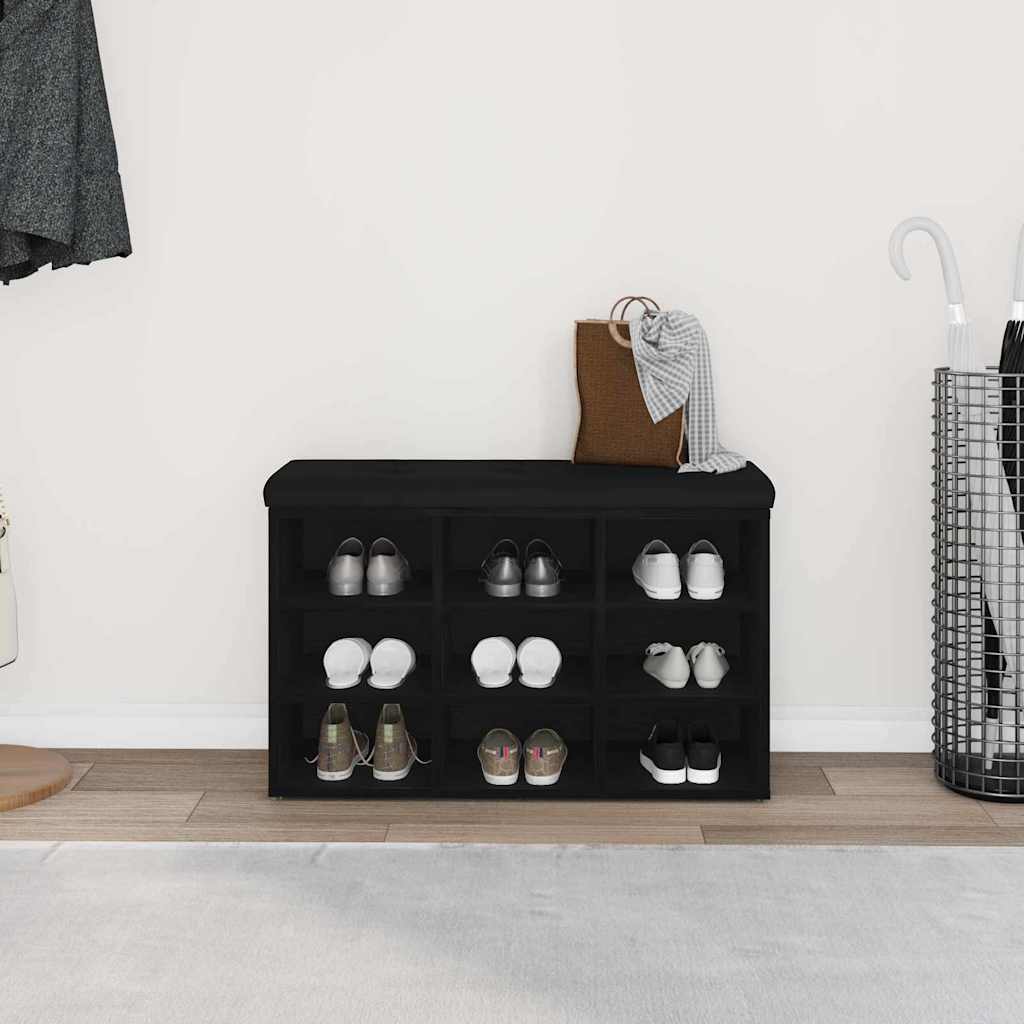vidaXL Shoe Bench with Shelf Black 82 x 32 x 50 cm Engineered wood