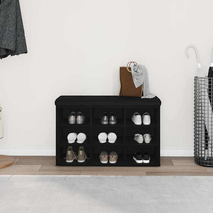 vidaXL Shoe Bench with Shelf Black 82 x 32 x 50 cm Engineered wood