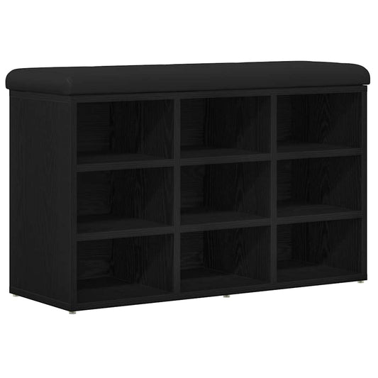 vidaXL Shoe Bench Black 82 x 32 x 50 cm Engineered Wood