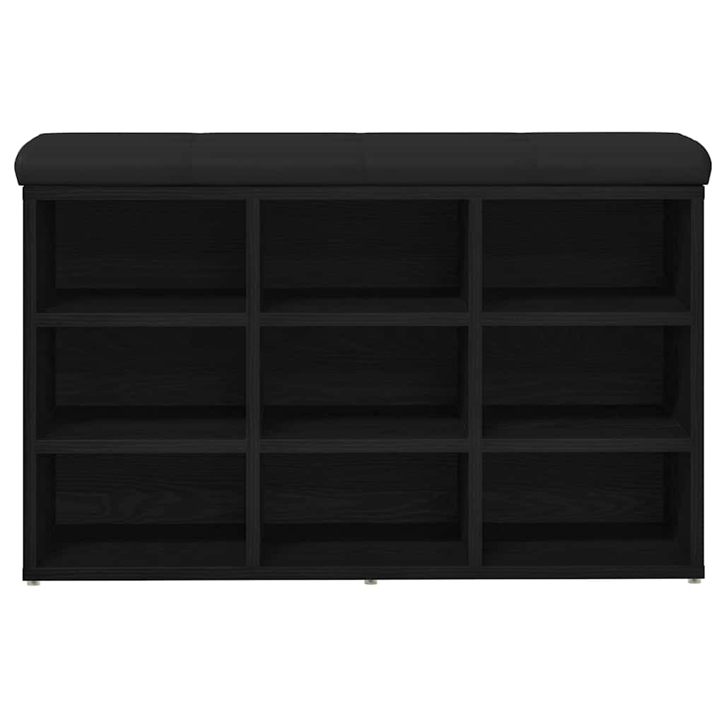 vidaXL Shoe Bench with Shelf Black 82 x 32 x 50 cm Engineered wood