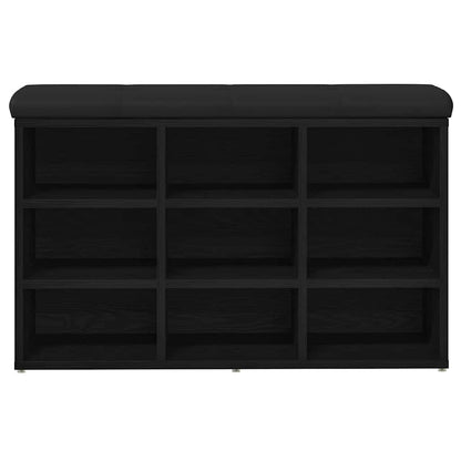 vidaXL Shoe Bench with Shelf Black 82 x 32 x 50 cm Engineered wood