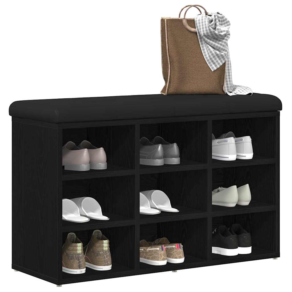 vidaXL Shoe Bench with Shelf Black 82 x 32 x 50 cm Engineered wood