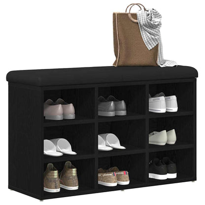 vidaXL Shoe Bench with Shelf Black 82 x 32 x 50 cm Engineered wood