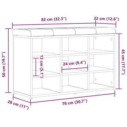 vidaXL Shoe Bench with Shelf Black 82 x 32 x 50 cm Engineered wood