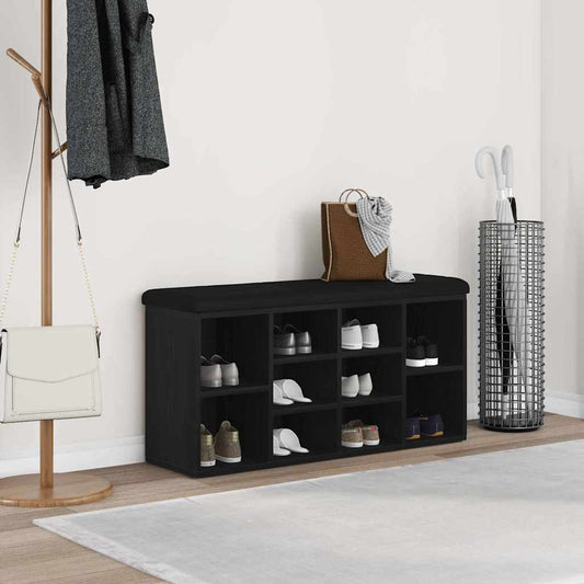 vidaXL Shoe Bench Black Oak 102 x 32 x 50 cm Engineered Wood