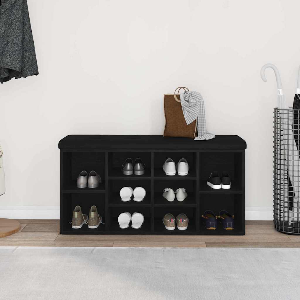 vidaXL Shoe Bench Black Oak 102 x 32 x 50 cm Engineered wood