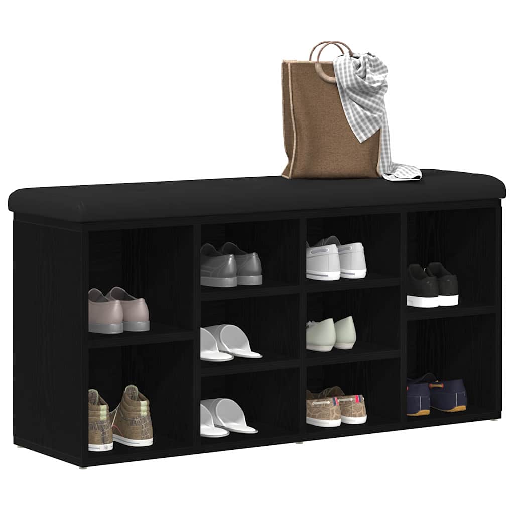 vidaXL Shoe Bench Black Oak 102 x 32 x 50 cm Engineered wood