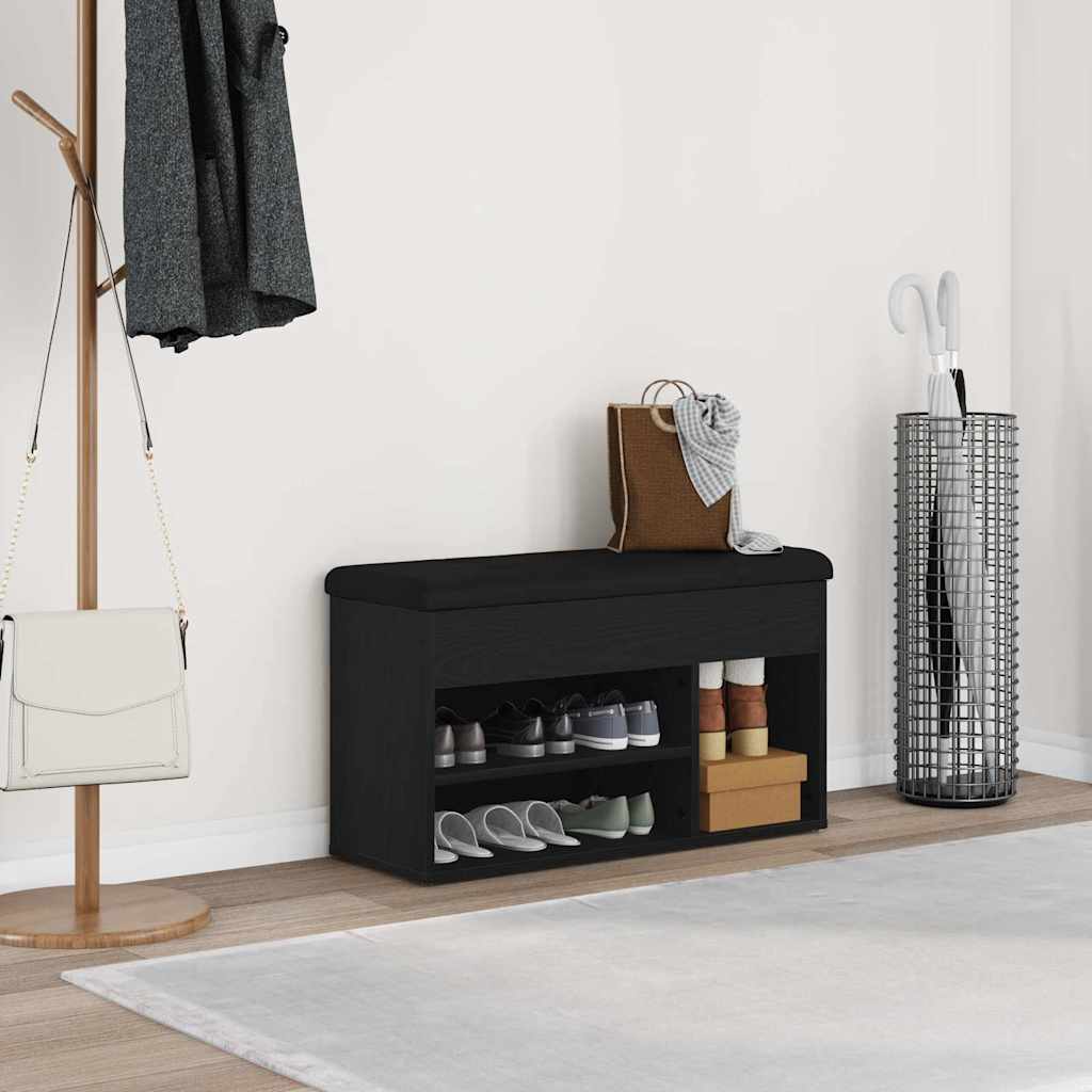 vidaXL Shoe Bench with Shelf Black 80 x 30 x 45 cm Engineered wood