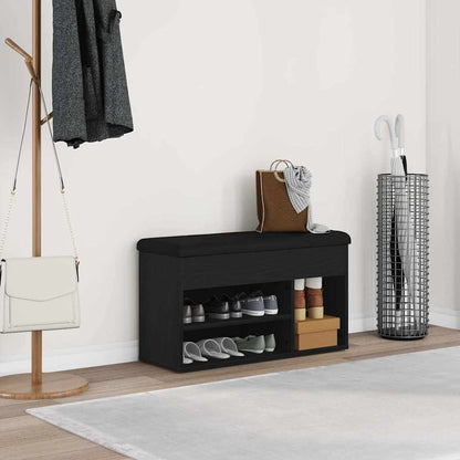 vidaXL Shoe Bench with Shelf Black 80 x 30 x 45 cm Engineered wood