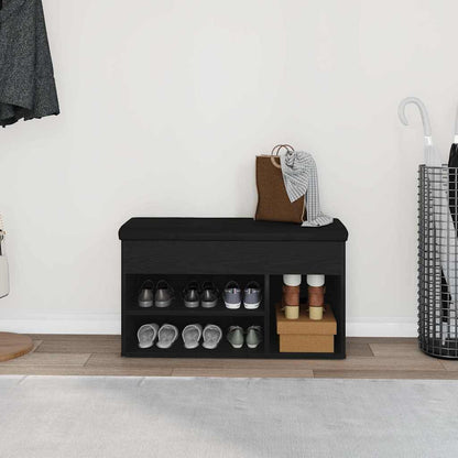 vidaXL Shoe Bench with Shelf Black 80 x 30 x 45 cm Engineered wood