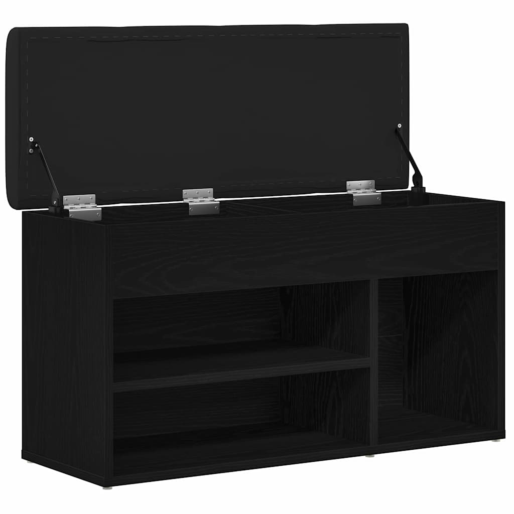 vidaXL Shoe Bench with Shelf Black 80 x 30 x 45 cm Engineered wood