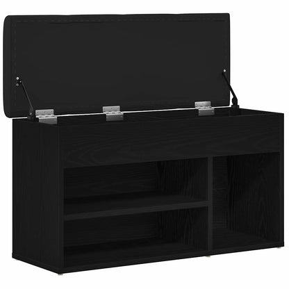 vidaXL Shoe Bench with Shelf Black 80 x 30 x 45 cm Engineered wood