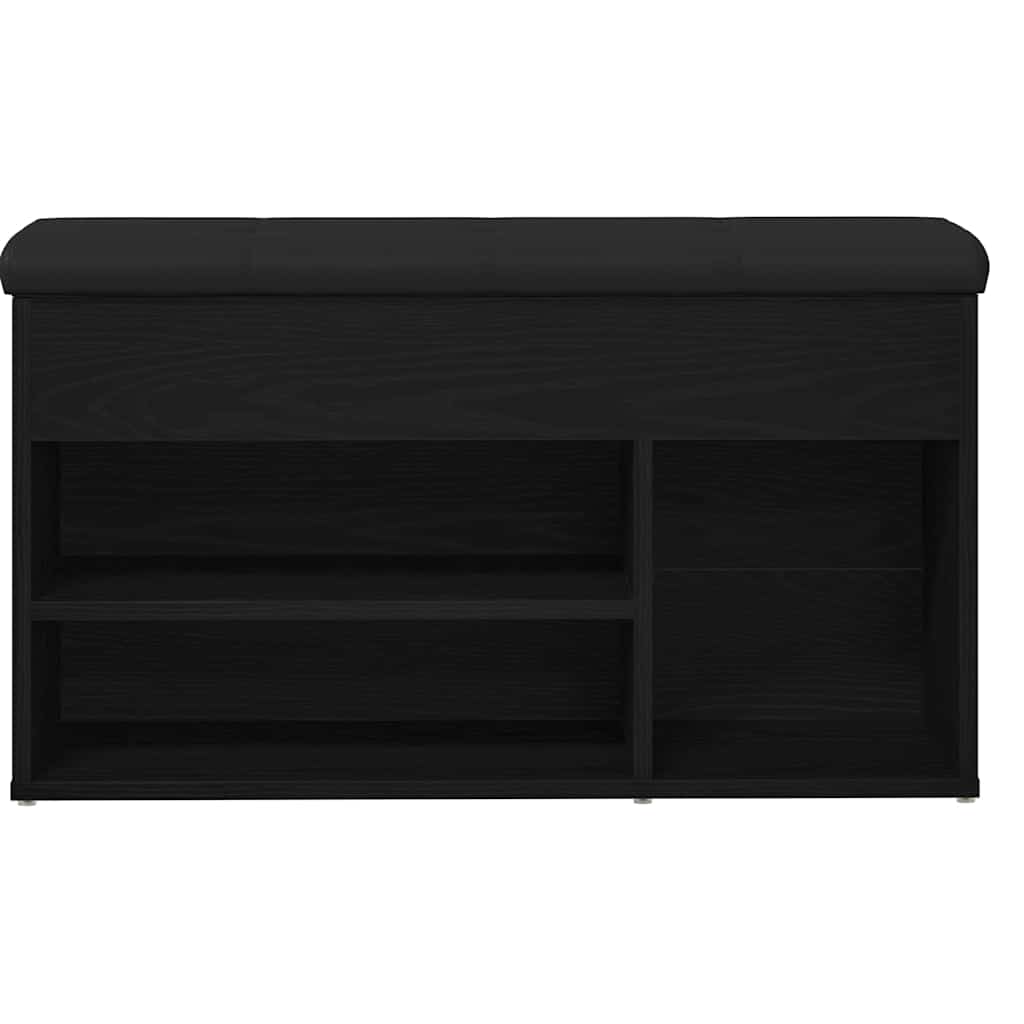 vidaXL Shoe Bench with Shelf Black 80 x 30 x 45 cm Engineered wood