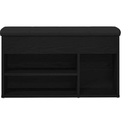 vidaXL Shoe Bench with Shelf Black 80 x 30 x 45 cm Engineered wood