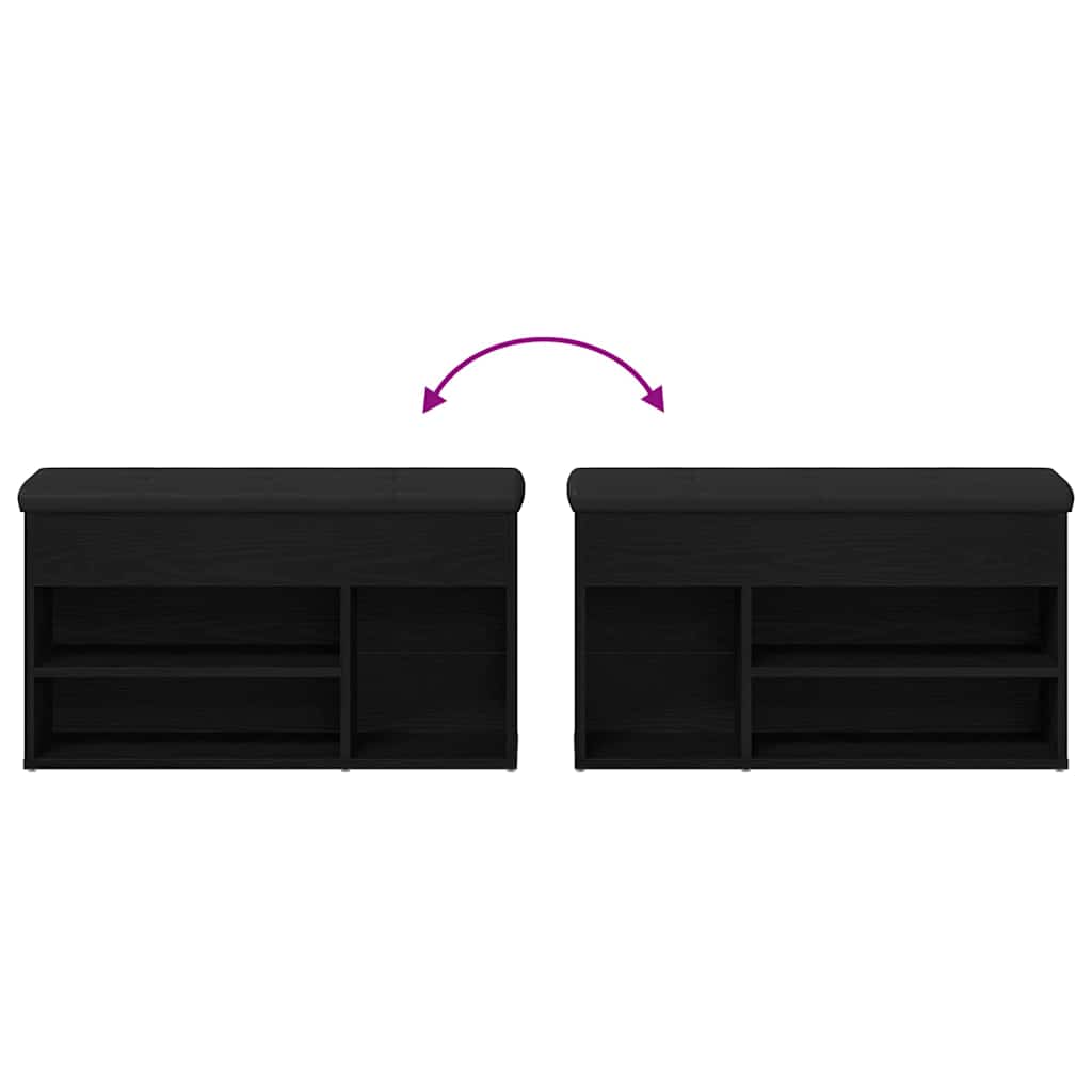 vidaXL Shoe Bench with Shelf Black 80 x 30 x 45 cm Engineered wood