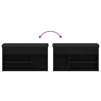 vidaXL Shoe Bench with Shelf Black 80 x 30 x 45 cm Engineered wood