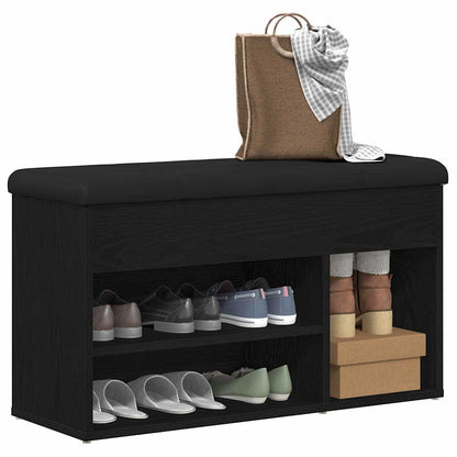 vidaXL Shoe Bench with Shelf Black 80 x 30 x 45 cm Engineered wood