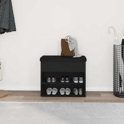 vidaXL Storage Bench Black Oak 62 x 32 x 50 cm Engineered Wood