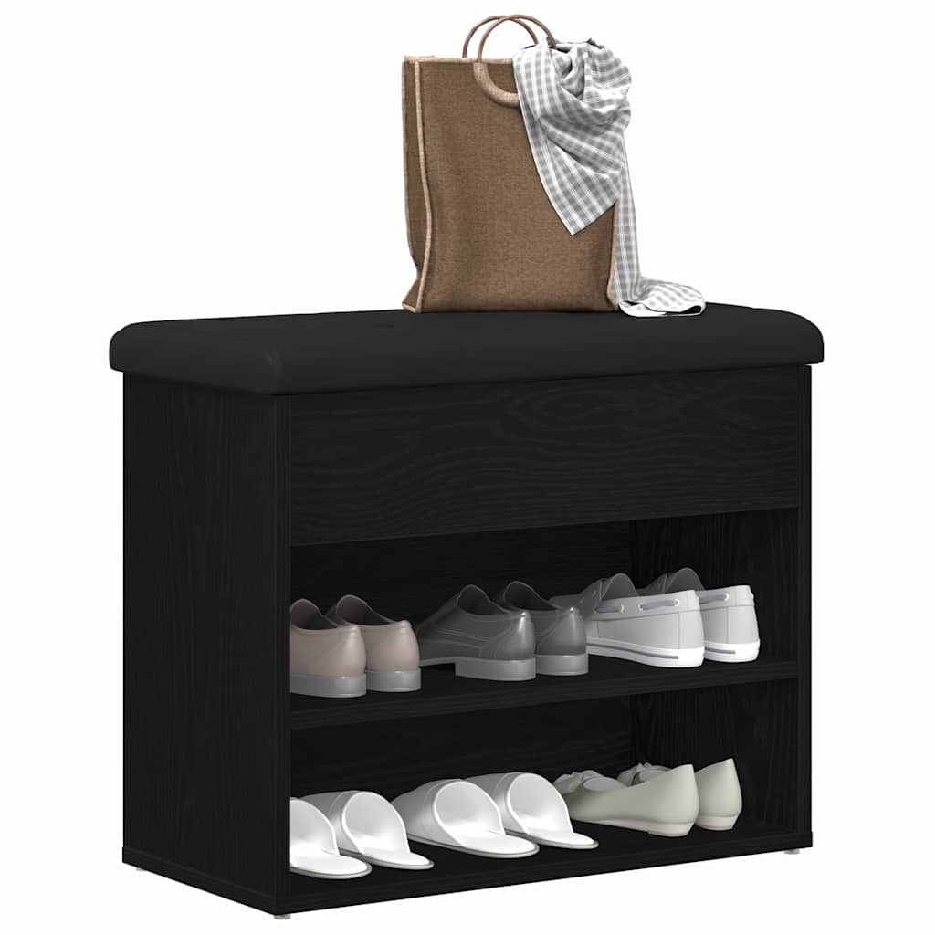 vidaXL Storage Bench Black Oak 62 x 32 x 50 cm Engineered Wood