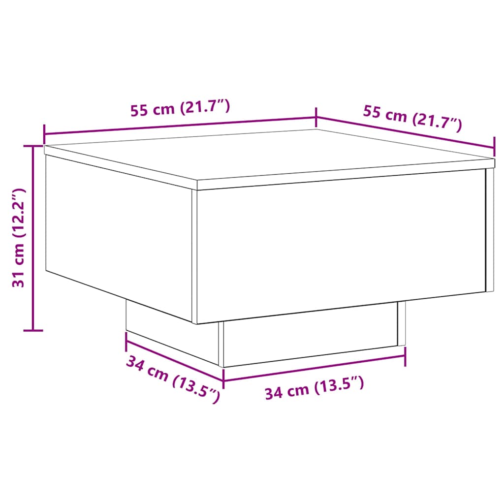 vidaXL Coffee Table Black Oak 55 x 55 x 31 cm