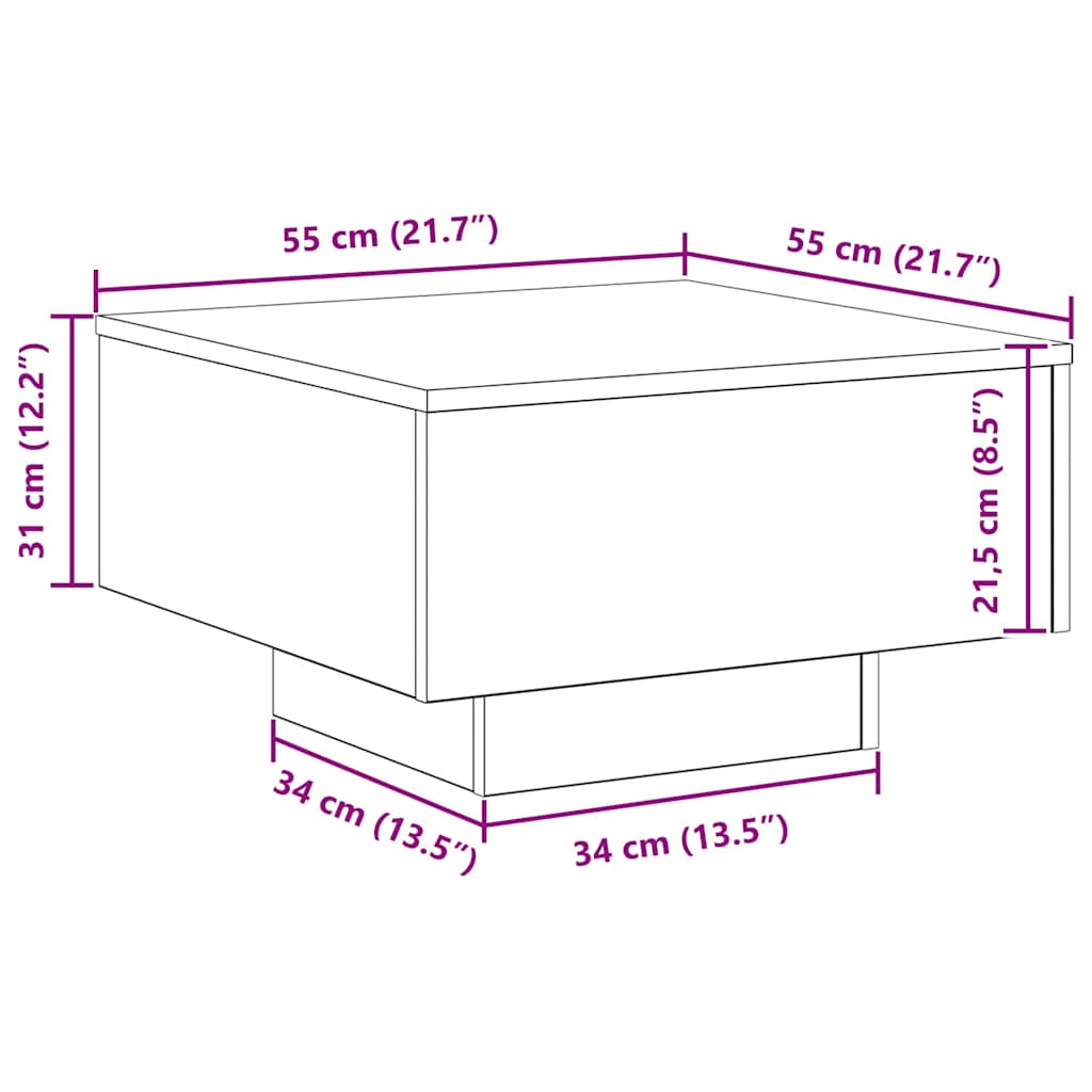 vidaXL Coffee Table Old Wood 55 x 55 x31 cm Engineered Wood