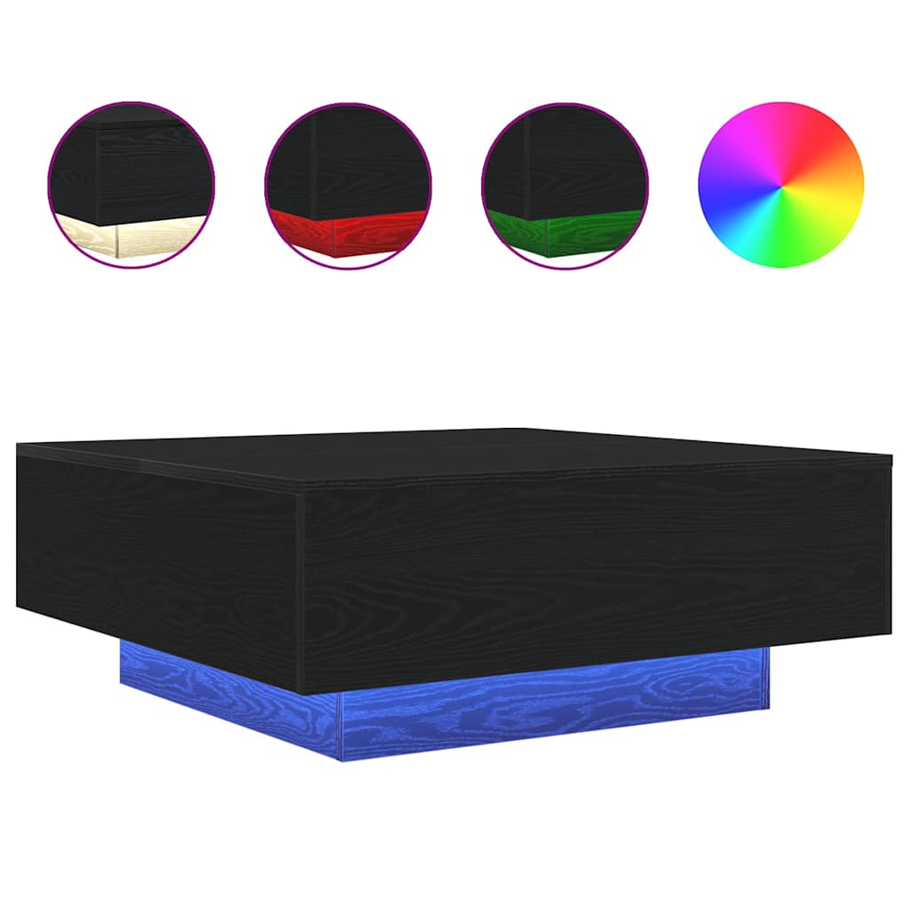 vidaXL Coffee Table Black Oak 80 x 80 x 31 cm Engineered Wood
