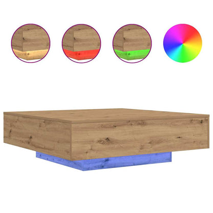 vidaXL Coffee Table with LED Strip Lights Artisan Oak Engineered Wood