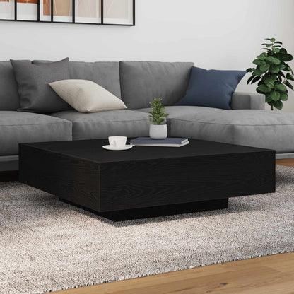 vidaXL Coffee Table with LED Strip Lights Black Oak 100 x 100 x 31 cm
