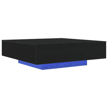 vidaXL Coffee Table with LED Strip Lights Black Oak 100 x 100 x 31 cm