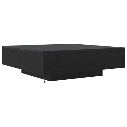 vidaXL Coffee Table with LED Strip Lights Black Oak 100 x 100 x 31 cm