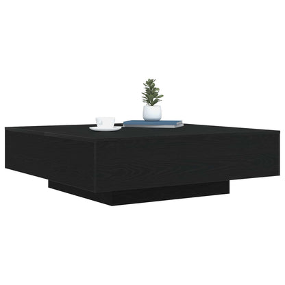 vidaXL Coffee Table with LED Strip Lights Black Oak 100 x 100 x 31 cm