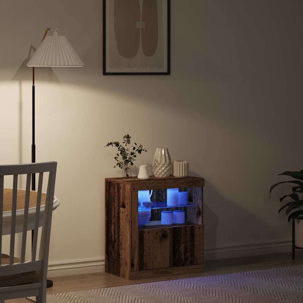 vidaXL LED Sideboard Brown 60.5 x 37 x 67 cm Engineered Wood