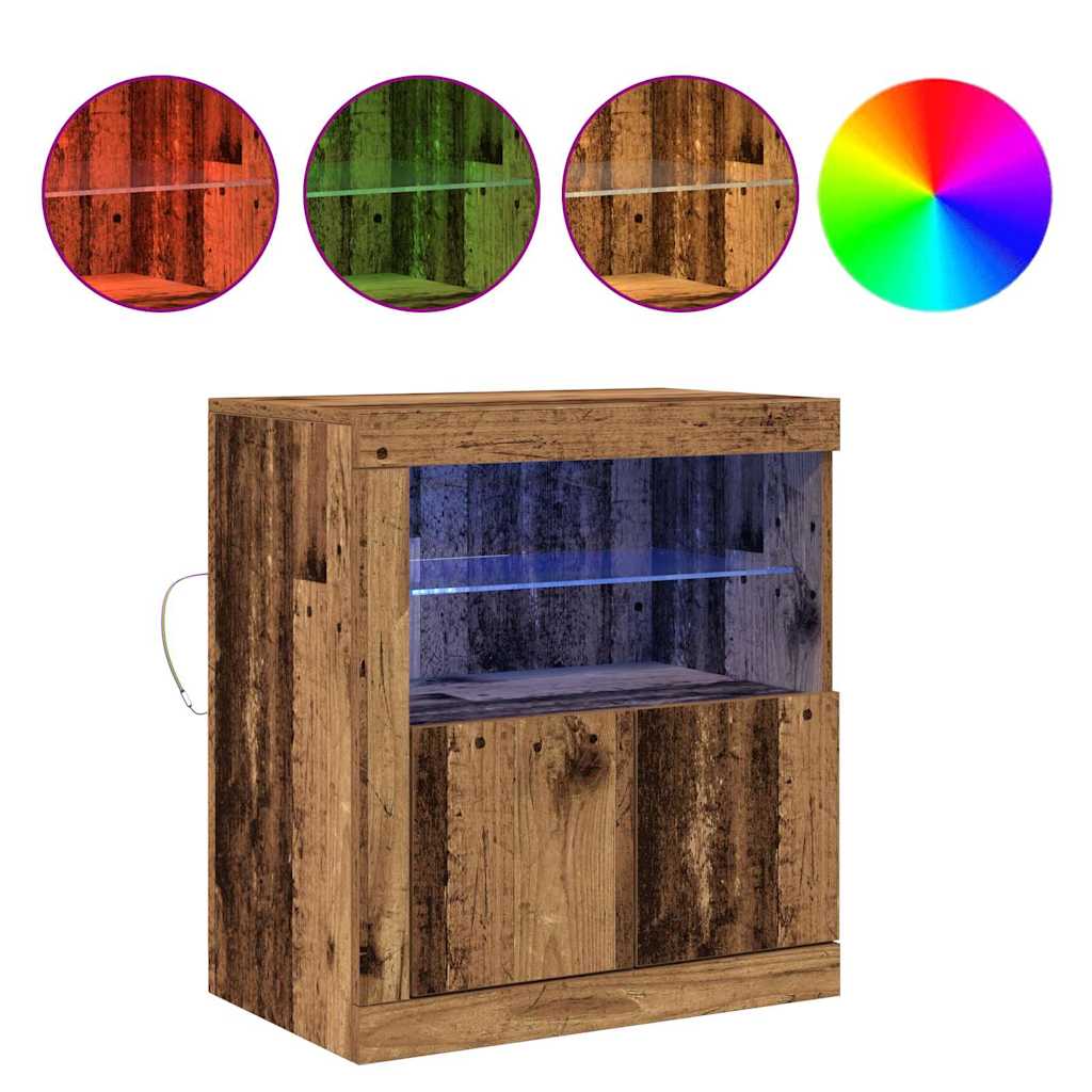 vidaXL LED Sideboard Brown 60.5 x 37 x 67 cm Engineered Wood