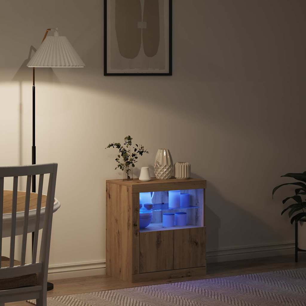 vidaXL LED Sideboard Brown 60.5 x 37 x 67 cm Engineered Wood