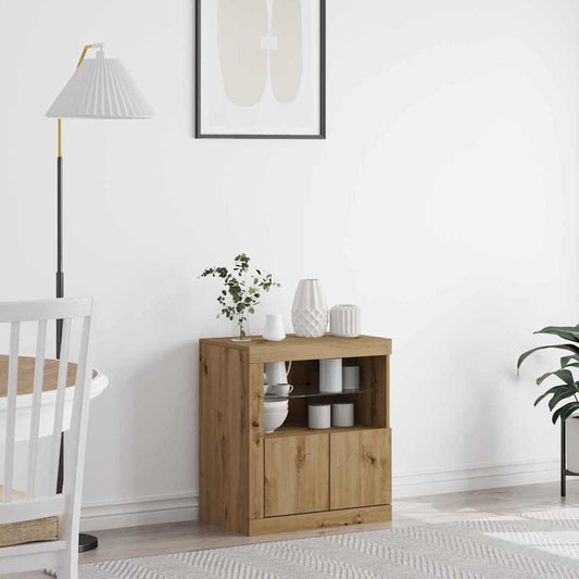 vidaXL LED Sideboard Brown 60.5 x 37 x 67 cm Engineered Wood