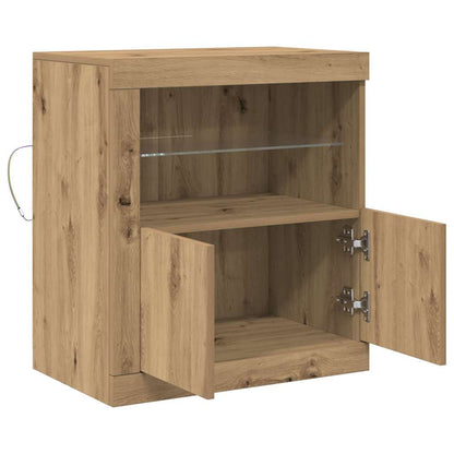 vidaXL LED Sideboard Brown 60.5 x 37 x 67 cm Engineered Wood