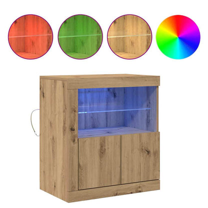 vidaXL LED Sideboard Brown 60.5 x 37 x 67 cm Engineered Wood