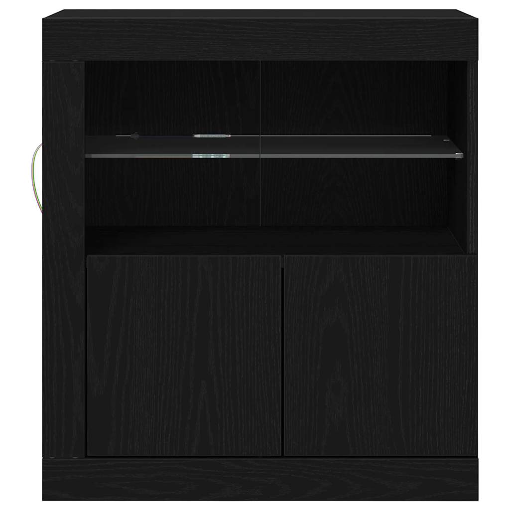 vidaXL LED Sideboard Black 60.5 x 37 x 67 cm Engineered Wood