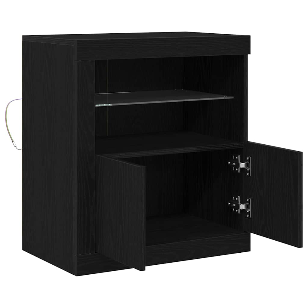 vidaXL LED Sideboard Black 60.5 x 37 x 67 cm Engineered Wood