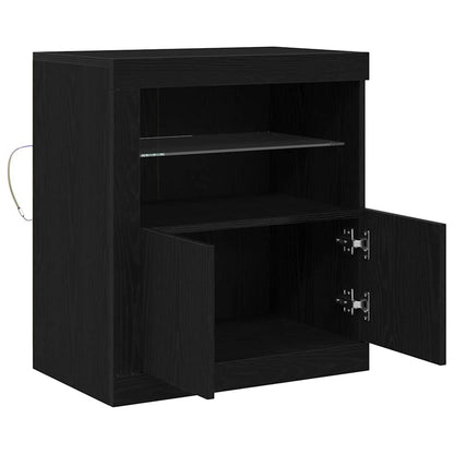 vidaXL LED Sideboard Black 60.5 x 37 x 67 cm Engineered Wood