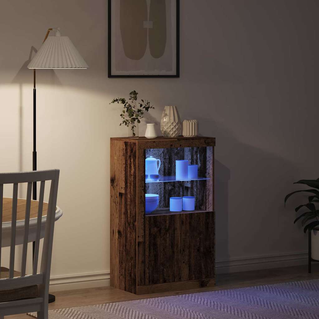 vidaXL LED Sideboard Old Wood 60.5 x 37 x 100 cm Engineered Wood