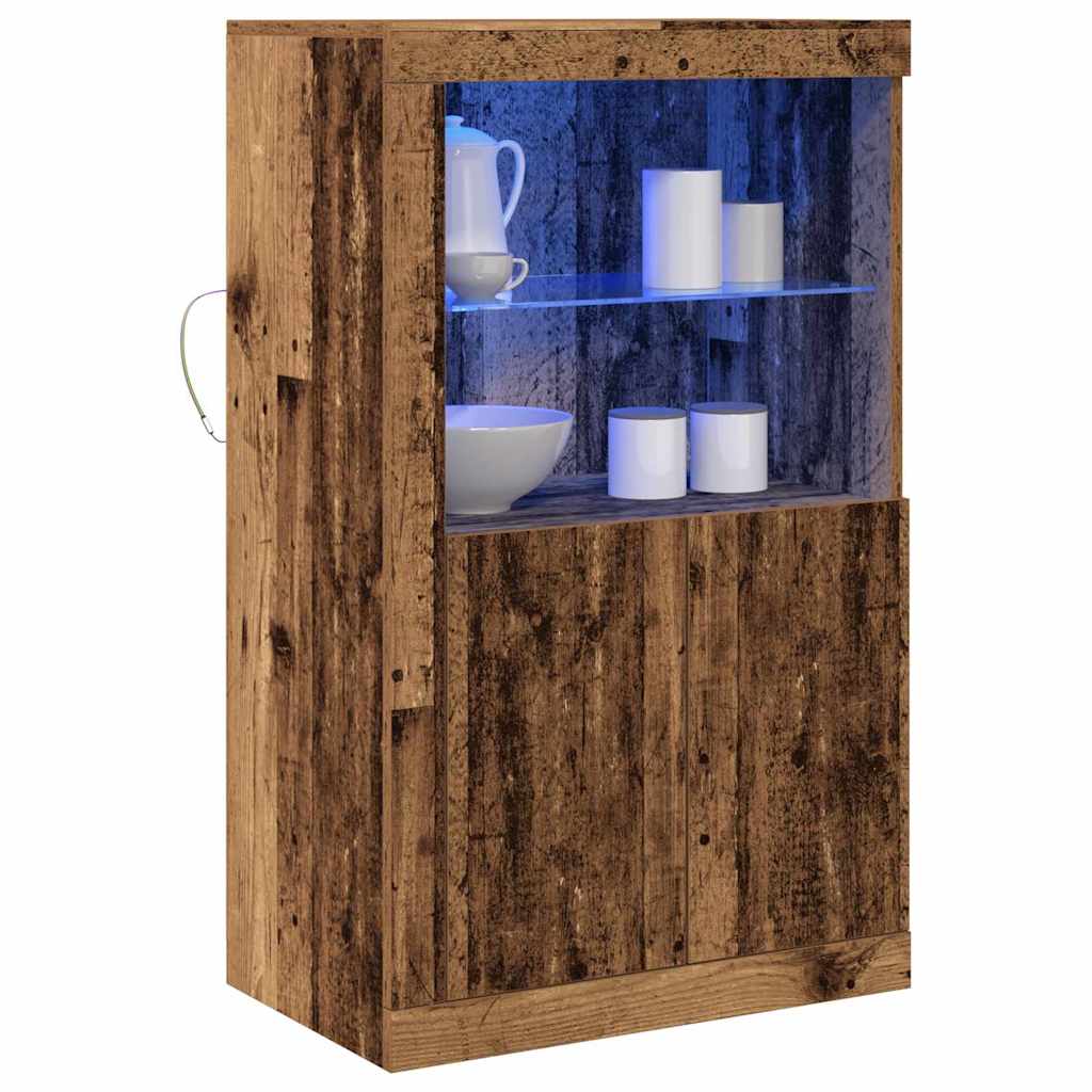 vidaXL LED Sideboard Old Wood 60.5 x 37 x 100 cm Engineered Wood