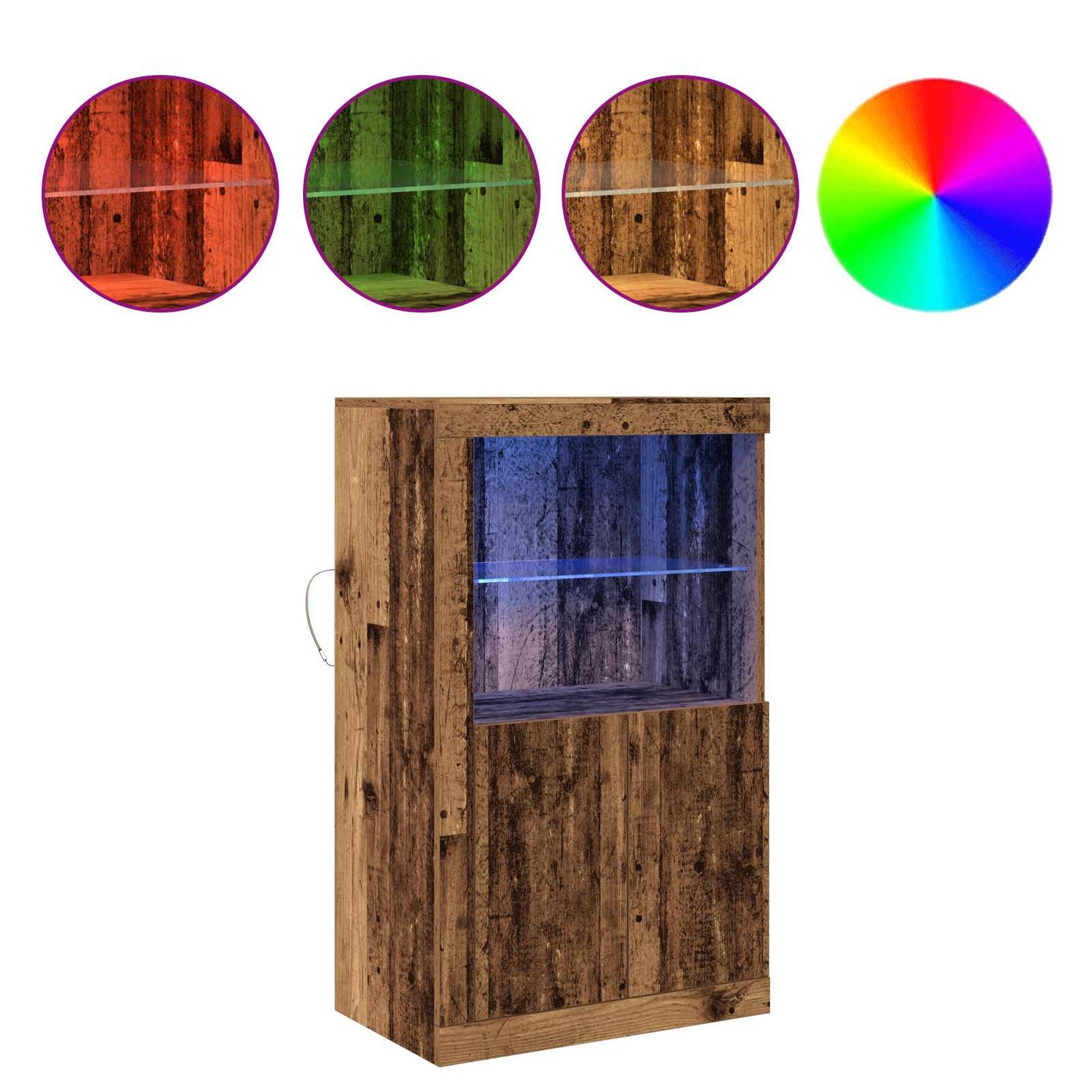vidaXL LED Sideboard Old Wood 60.5 x 37 x 100 cm Engineered Wood