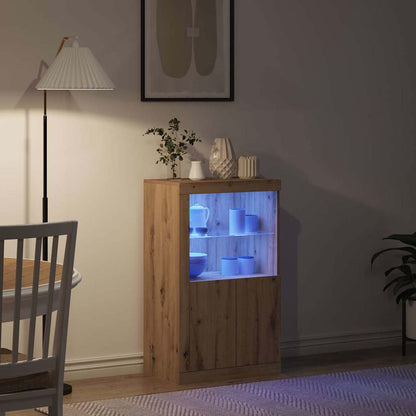vidaXL LED Sideboard 60.5 x 37 x 100 cm Engineered Wood Artisan Oak