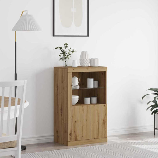 vidaXL LED Sideboard 60.5 x 37 x 100 cm Engineered Wood Artisan Oak