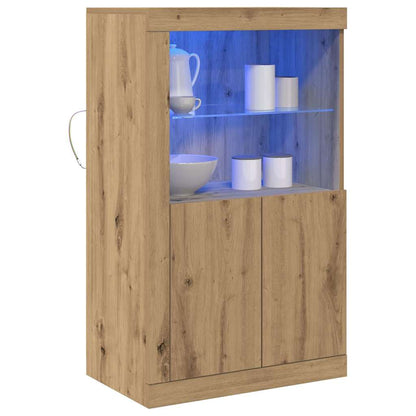 vidaXL LED Sideboard 60.5 x 37 x 100 cm Engineered Wood Artisan Oak