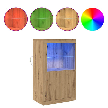 vidaXL LED Sideboard 60.5 x 37 x 100 cm Engineered Wood Artisan Oak