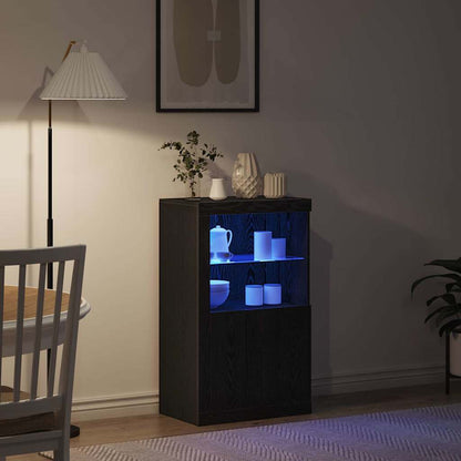 vidaXL LED Sideboard Black Oak 60.5 x 37 x 100 cm Engineered Wood